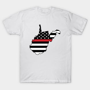 Thin Red Stripe  Flag West Virginia T-Shirt